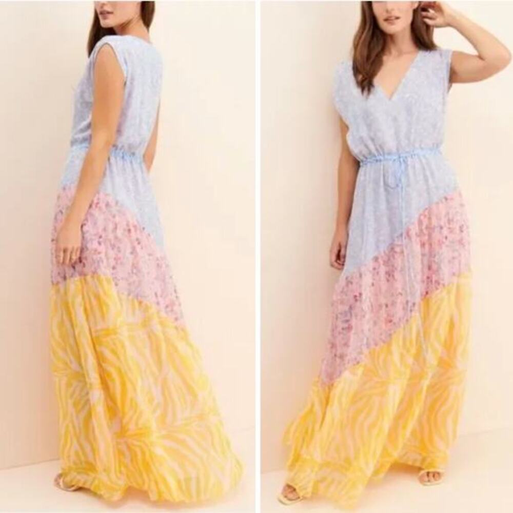 Eywasouls Malibu Tuckernuck Natalia Paneled Print Maxi Dress, XS/S‎